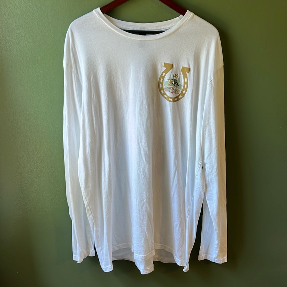 145 Kentucky Derby Long Sleeve White T-Shirt NWT 2XL 100% Cotton New
